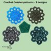Flower Hexagon crochet coaster PDF pattern, Easy crochet PDF for Beginner,