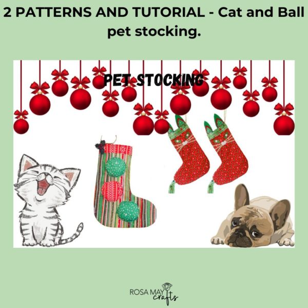 Make your own Pet festive stockings 2 PDF, Cat face, 3D ball design