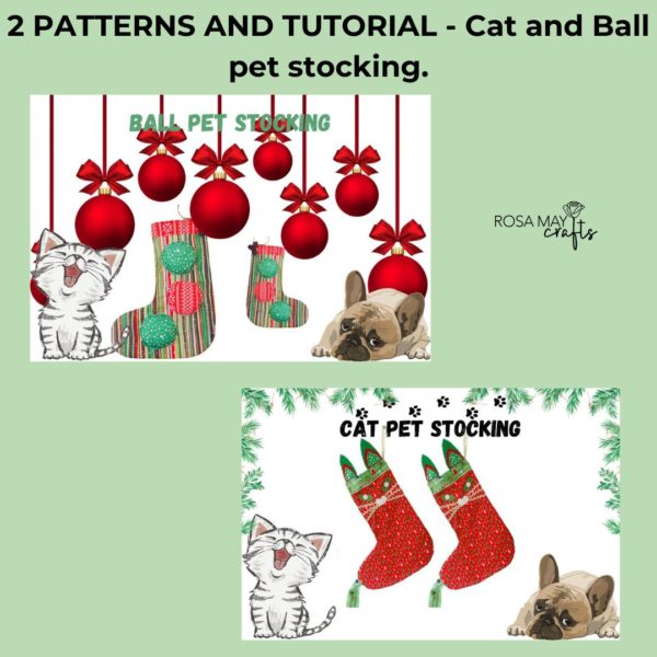 Make your own Pet festive stockings 2 PDF, Cat face, 3D ball design - Image 4