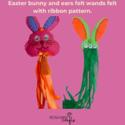 DIY bunny and ears wand felt patterns, Farm animal party decoration