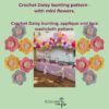 Daisy bunting crochet pattern, Baby shower nursery garland - Image 3