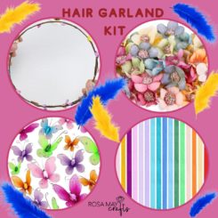 Floral hair garland kit, Kids party kit, Make your own