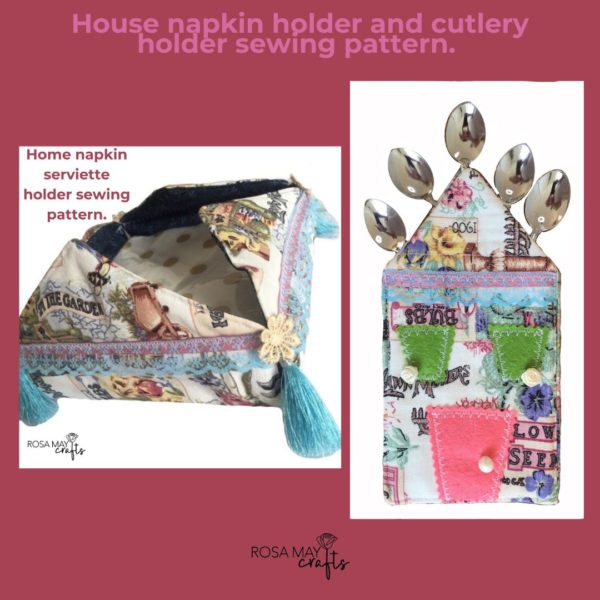 Home Cutlery and Napkin Holder sewing pattern, Kitchen gift