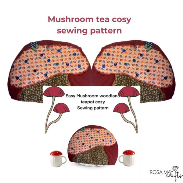 Mushroom teapot cozy sewing pattern, Fabric teapot cover