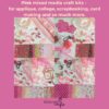 Hot pink applique craft get well gift, Barbie doll sewing stash