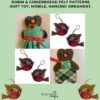 Robin and Gingerbread Felt Ornament, Christmas Tree Decorations PDF