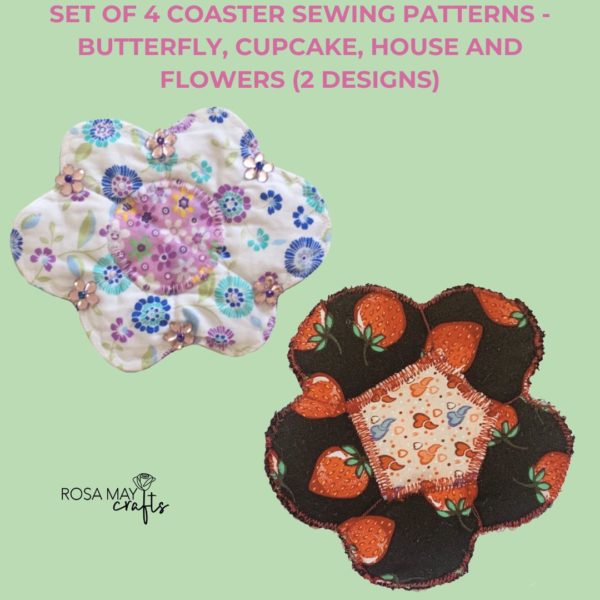 Magical butterfly, flowers, cupcake and home coaster 4 sewing patterns, - Image 5