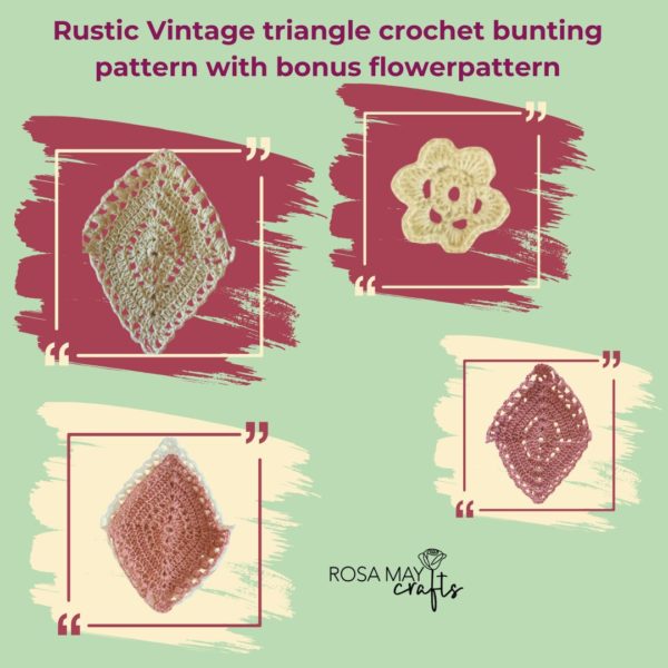 Vintage Shabby Chic crochet bunting and flower PDF - Image 2