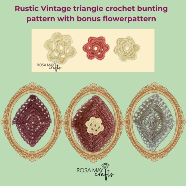 Vintage Shabby Chic crochet bunting and flower PDF - Image 3