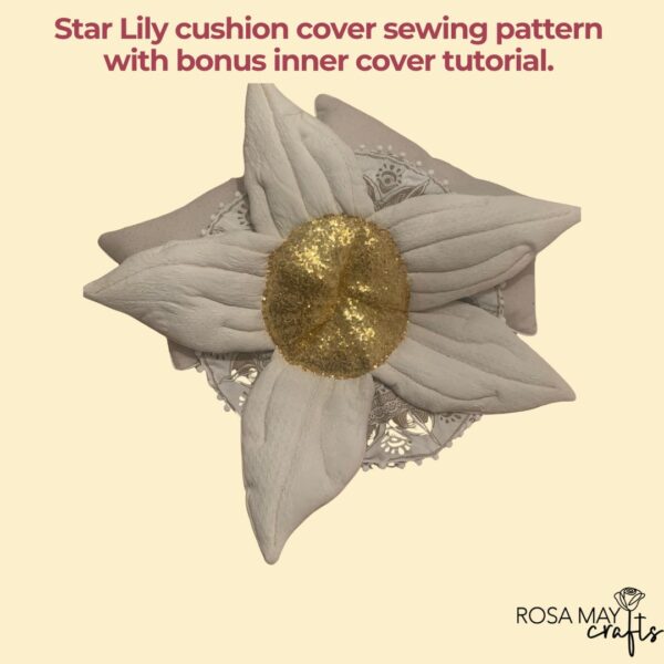 Lily cushion cover sewing pattern, Floral bedroom cushion - Image 3