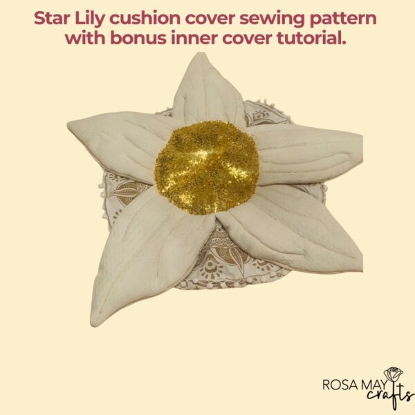 Lily cushion cover sewing pattern, Floral bedroom cushion - Image 2